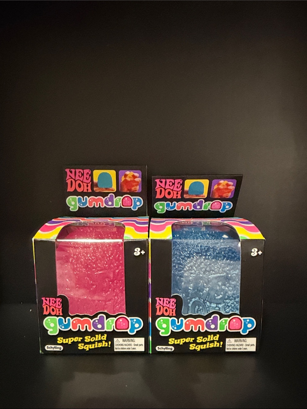 NeeDoh AUTHENTIC VIRAL  Gumdrop Super Solid Squish! Pink & Blue Set